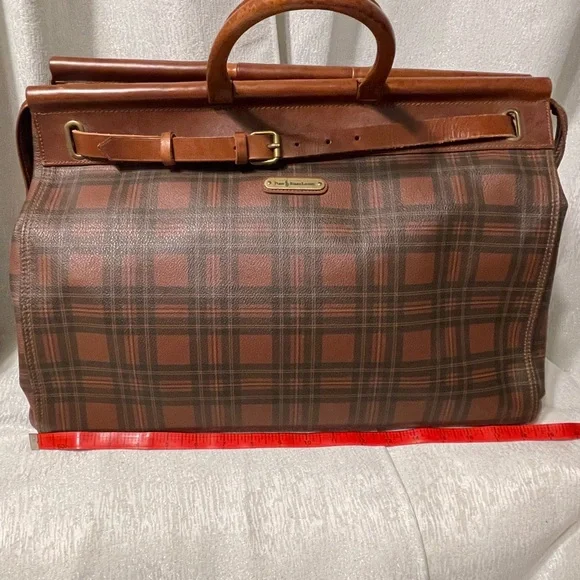 Vintage Polo Ralph Lauren Tartan Plaid Brown and Black Weekend Travel Bag - Picture 2 of 11
